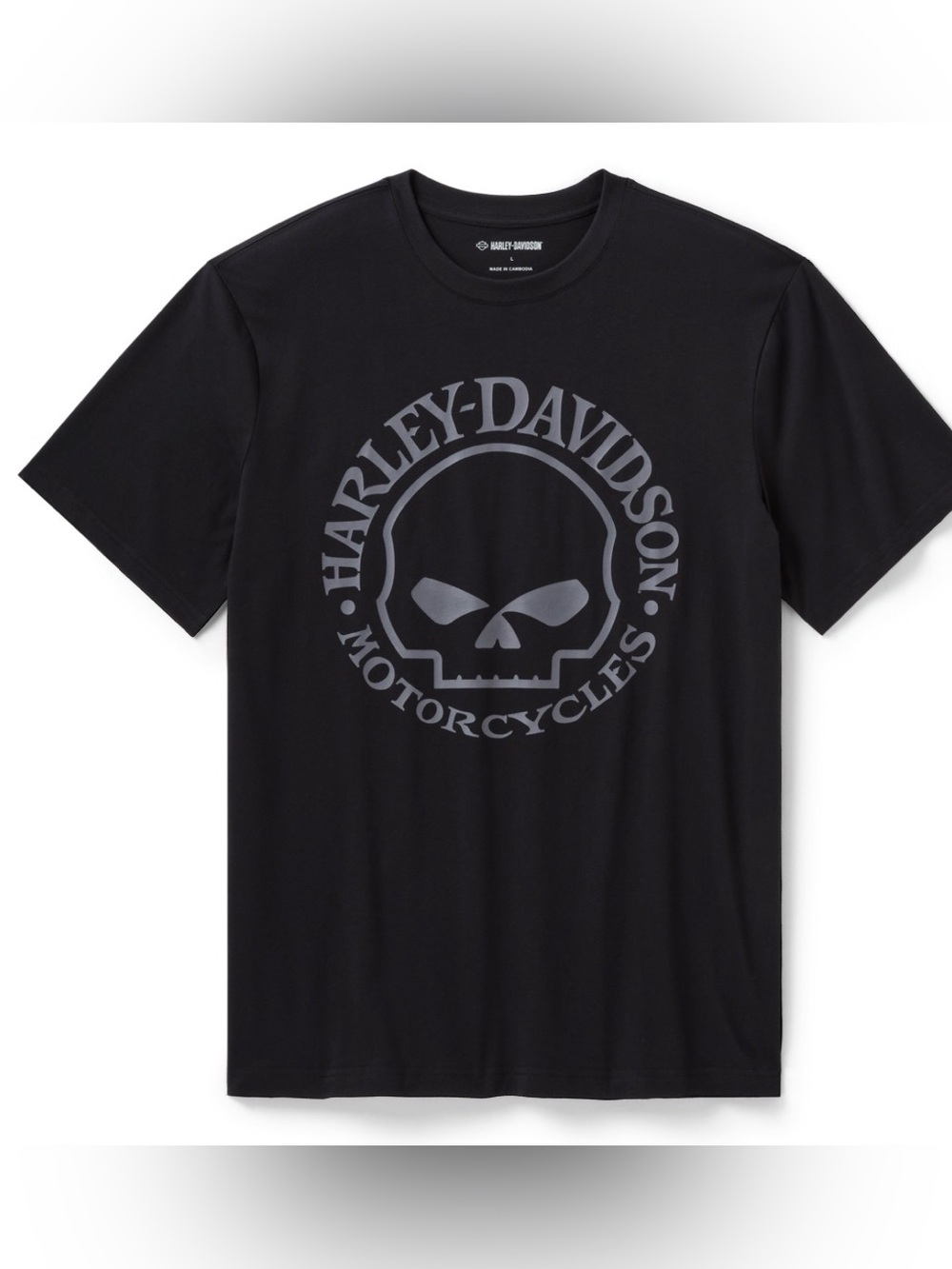 Harley-Davidson Black Tee with Gray Skull Emblem